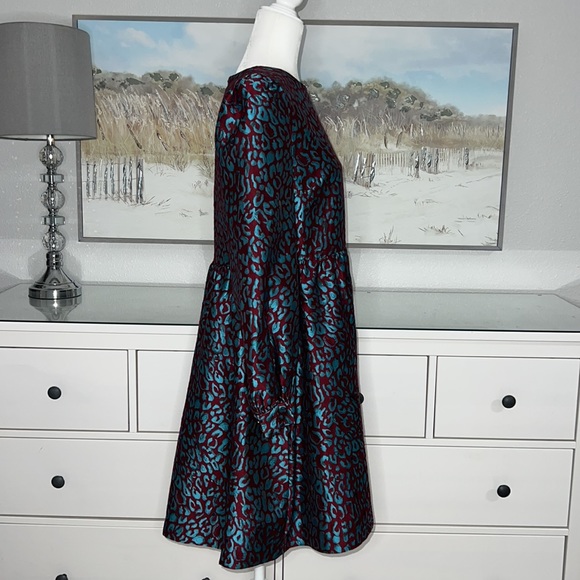 Halogen X Atlantic-Pacific Leopard Jacquard Long Sleeve Dress Size M - Picture 7 of 11